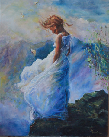 NAD VYSOKOU STRŽÍ. Olej na plátně 100x80 cm. Bezrámový blindrám výška 4cm.